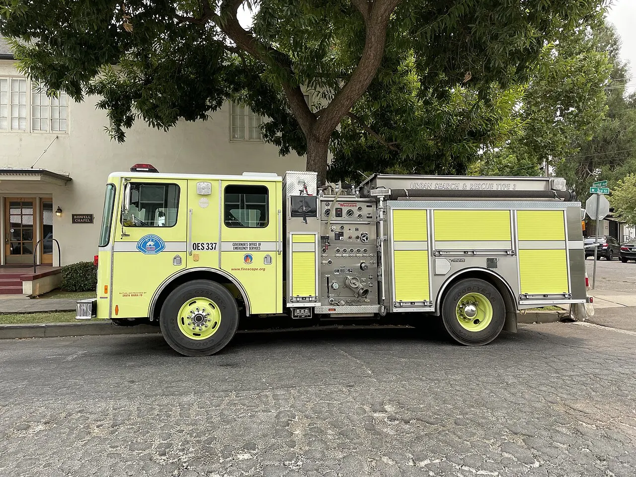 Santa Maria – Santa Maria, California: Fire engine from Santa Maria in downtown Chico during the Dixie Fire