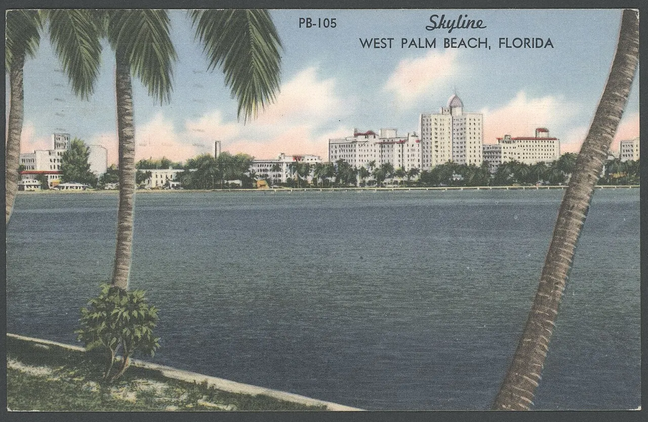 Palm Beach – Palm Beach, Florida: Tichnor Bros. PB- - Skyline, West Palm Beach, Florida front