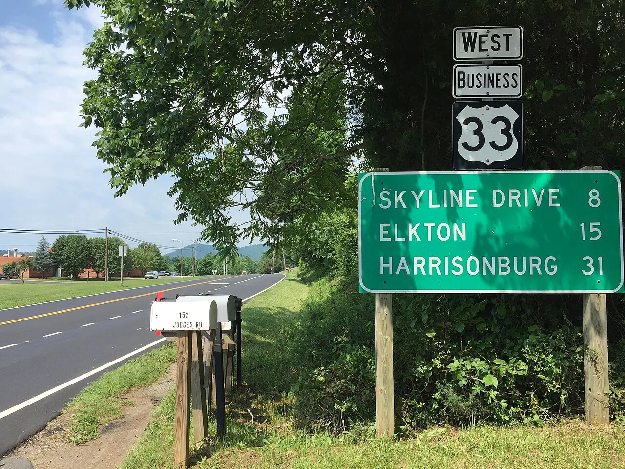 Stanardsville – Stanardsville, Virginia: 10 49 53 View west along U.S. Route 33 Business (Old Spotswood Trail) at Judges Road just west of Stanardsville in 